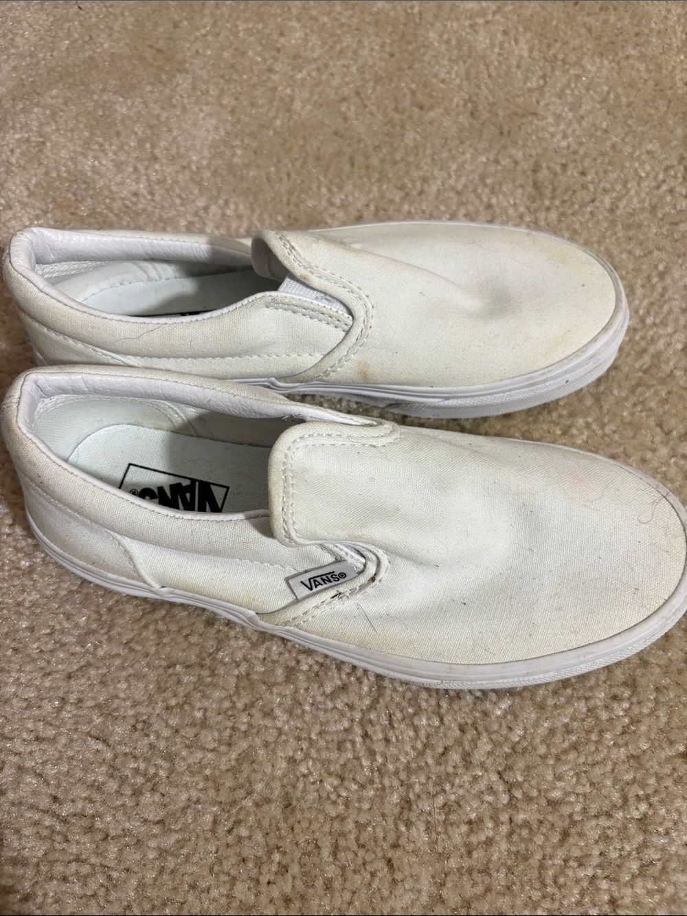 Vans Kids White Canvas Slip-On Sneakers